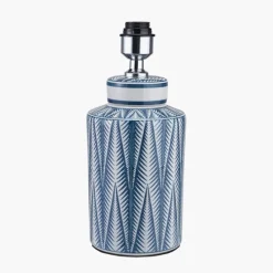 New Samara Blue and White Aztec Pattern Ceramic Table Lamp with Ivory Shade Table Lamps