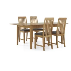 Outlet Sand Banks Compact Extending Dining Table and 4 Slatted Chairs Dining Sets