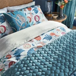 New Jackfruit Quilted Throw Indigo & Papaya Throws