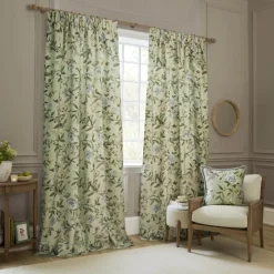 Outlet Porcelain Garden Sage Pencil Pleat Curtains Curtains