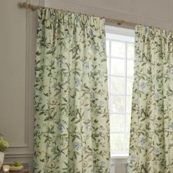 Outlet Porcelain Garden Sage Pencil Pleat Curtains Curtains