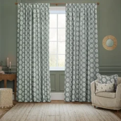 Hot Sessile Leaf Delph Blue Pencil Pleat Curtains Curtains