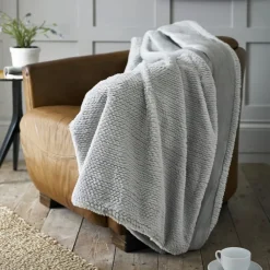 Online Sandringham Knit Style Fur Platinum Throw Throws | Blankets, Throws & Bedspreads