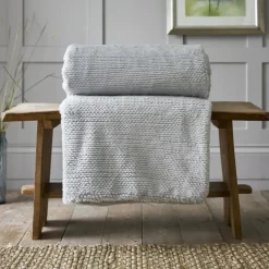 Online Sandringham Knit Style Fur Platinum Throw Throws | Blankets, Throws & Bedspreads