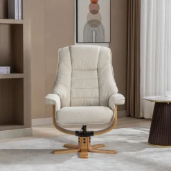 Best Sardinia Swivel Recliner Chair & Stool in Hessian Fabric Recliner Chairs