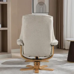 Best Sardinia Swivel Recliner Chair & Stool in Hessian Fabric Recliner Chairs
