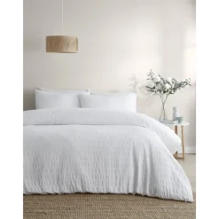 Outlet Honley Seersucker White Duvet Cover Set Duvet Covers
