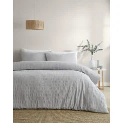 Clearance Honley Seersucker Silver Duvet Cover Set Duvet Covers