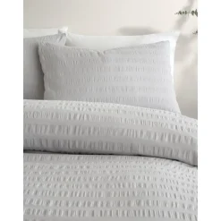 Clearance Honley Seersucker Silver Duvet Cover Set Duvet Covers