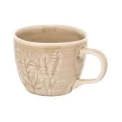 Outlet Leaf Embossed Mug Beige Drinkware