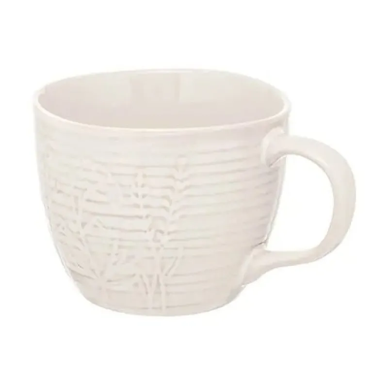 Sale Leaf Embossed Mug White Drinkware