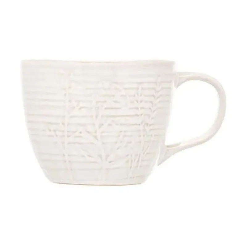 Sale Leaf Embossed Mug White Drinkware