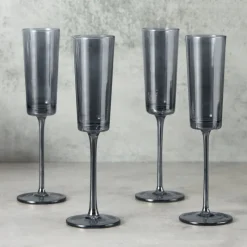 Clearance Grey set of 4 Champagne Glasses Glassware