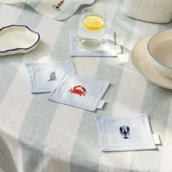 Clearance Coastal Boats Set of 4 Drink Napkins Table Linen, Napkins & Mats