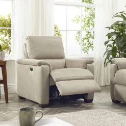 Best Spencer power recliner chair in silver grey fabric Armchairs | Recliner Chairs