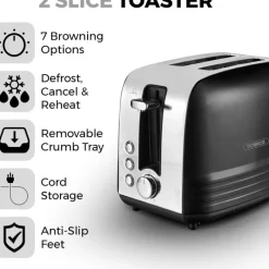 Best Ash 2 Slice Toaster Black Kettles & Toasters