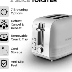 Clearance Ash 2 Slice Toaster Grey Kettles & Toasters