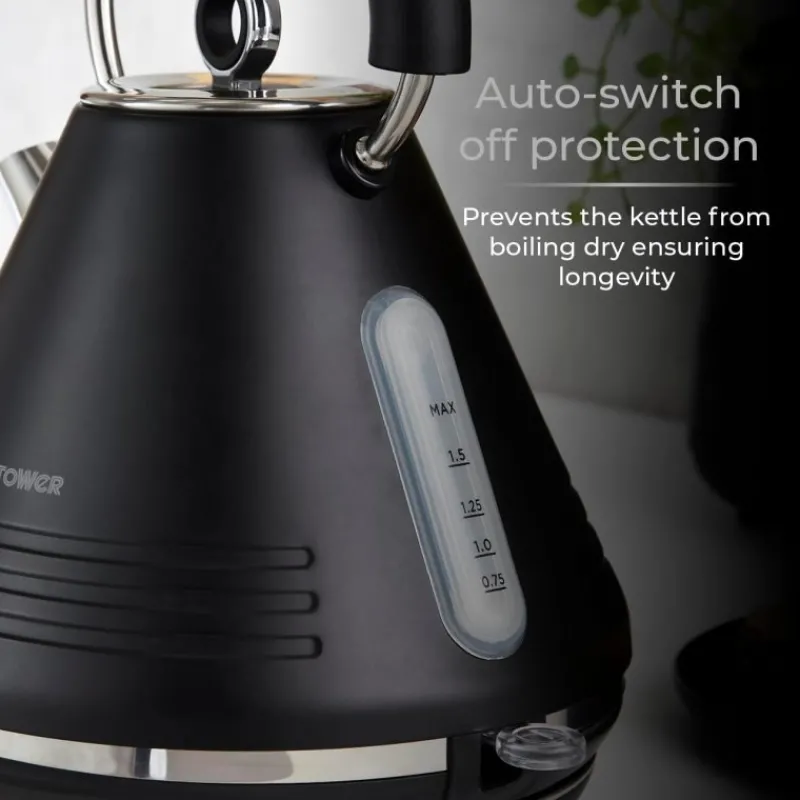 Best Ash 1.7L Pyramid Kettle Black Kettles & Toasters