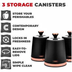Best Cavaletto Set of 3 cannisters Black Food Storage