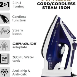 Sale Ceraglide 2400w Cord/Cordless Iron Blue Irons