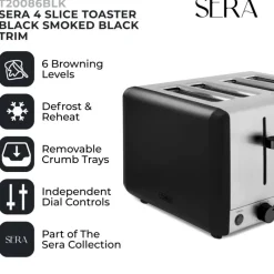 Discount Sera 4 Slice Toaster Black Kettles & Toasters