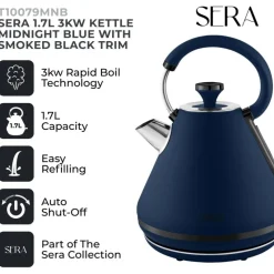 Sale Sera 1.7L 3kw Kettle Midnight Blue Kettles & Toasters