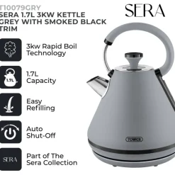 Discount Sera 1.7L 3kw Kettle Smoked Grey Kettles & Toasters