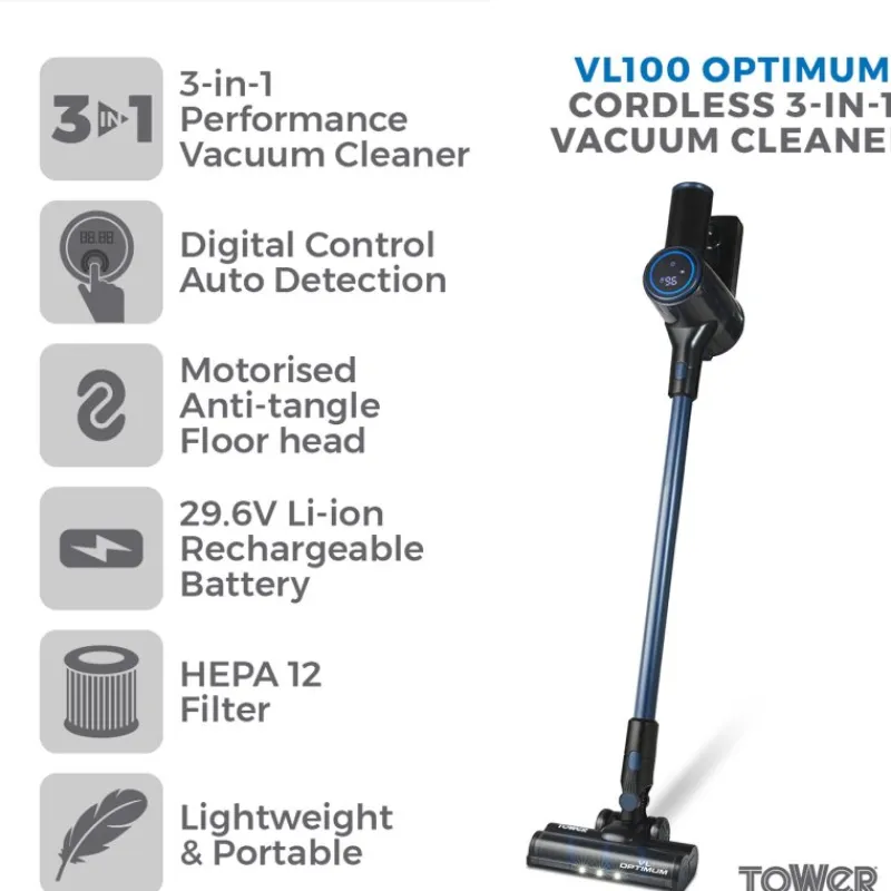 Outlet VL100 Optimum Cordless 3 in 1 Vacuum Cleaner Vacuum Cleaners
