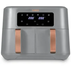 Sale Vortex Grey and Rose Gold 8.5L Dual Basket Air Fryer Cooking Appliances