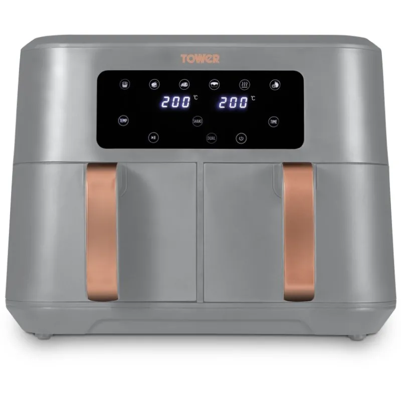 Sale Vortex Grey and Rose Gold 8.5L Dual Basket Air Fryer Cooking Appliances