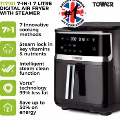 Discount Vortx 1700w 7L Steam Air Fryer Cooking Appliances