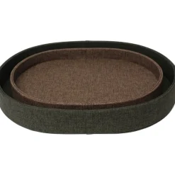 Best Olive Brown Textured Faux Leather Tray set of 2 Serveware