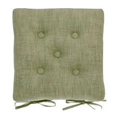 Hot Chambray Olive Seat Pad and Ties Cushions