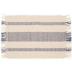 Discount Recycled Cotton Stripe Placemat Slate Blue Table Linen, Napkins & Mats