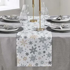 Outlet Snowflake Print Table Runner Table Linen, Napkins & Mats