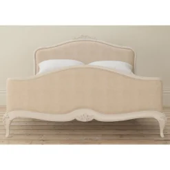 Outlet Ivory Bedroom Upholstered Super King Bedstead high end Bed Frames