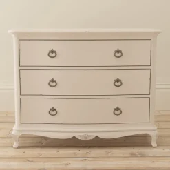 Fashion Ivory Bedroom 3 Drawer Low Chest Chest Of Drawers