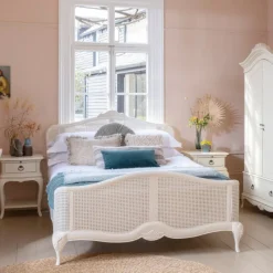 Hot Ivory Bedroom Double High End Bedstead Bed Frames