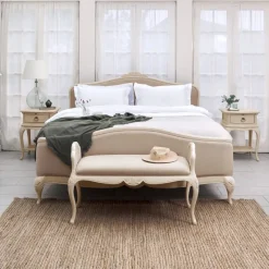 Discount Ivory Bedroom Double Upholstered Bedstead high end Bed Frames