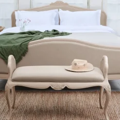 Discount Ivory Bedroom Double Upholstered Bedstead high end Bed Frames