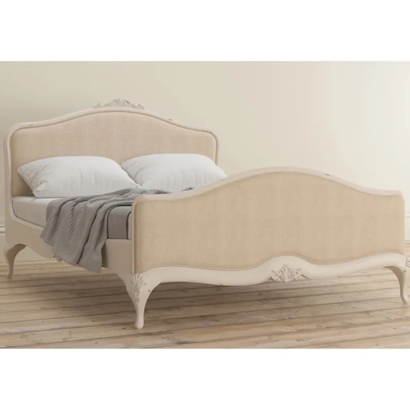 Discount Ivory Bedroom Double Upholstered Bedstead high end Bed Frames