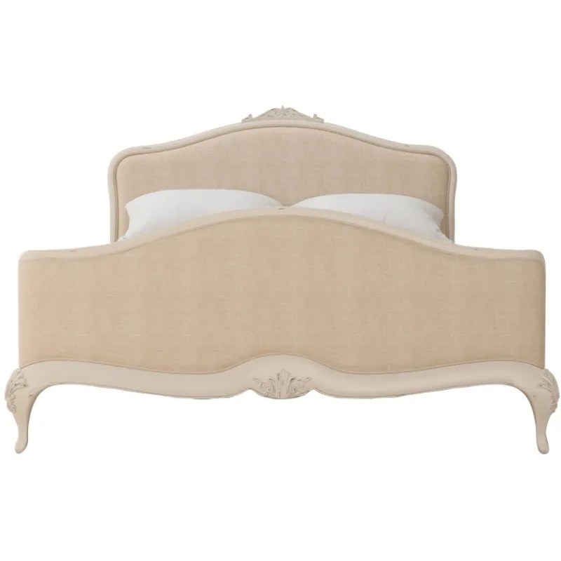 Discount Ivory Bedroom Double Upholstered Bedstead high end Bed Frames