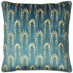 Hot Wisteria Printed Velvet Cushion Petrol Cushions