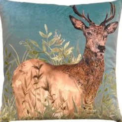 Clearance Willow Stag Cushion Cyan Cushions